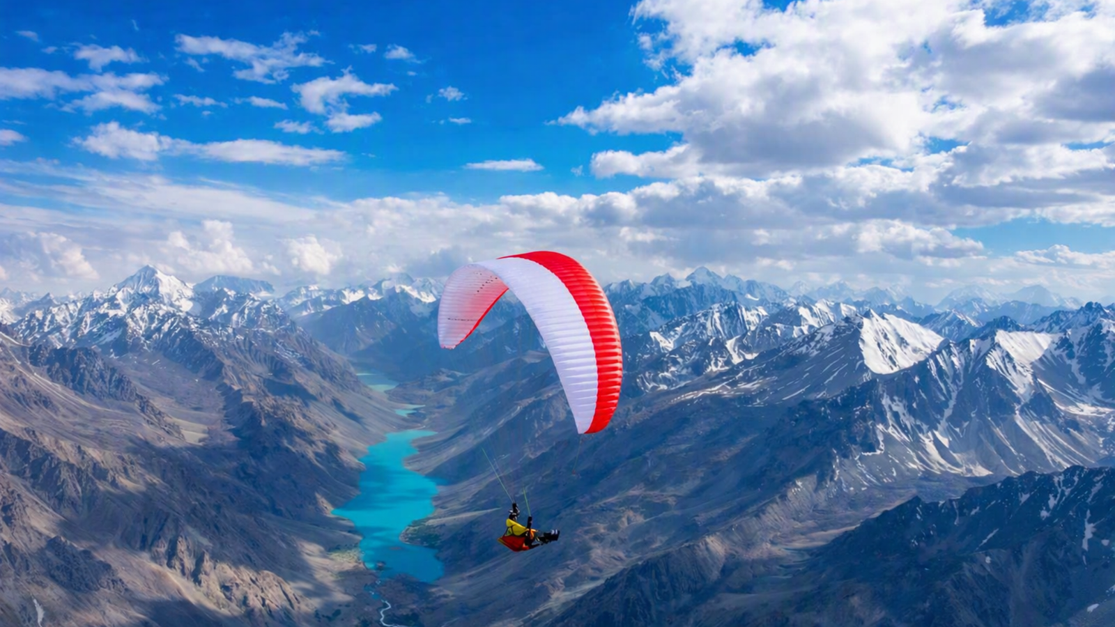 Paragliding over Hunza Valley in Pakistan